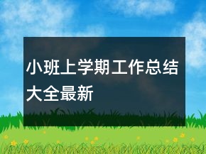 小班上學(xué)期工作總結(jié)大全最新
