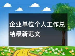 企業(yè)單位個人工作總結(jié)最新范文