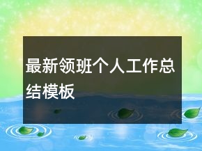 最新領(lǐng)班個人工作總結(jié)模板