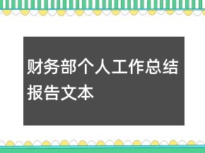 財務部個人工作總結報告文本