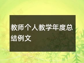 教師個(gè)人教學(xué)年度總結(jié)例文