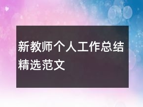 新教師個人工作總結(jié)精選范文