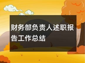 財(cái)務(wù)部負(fù)責(zé)人述職報(bào)告工作總結(jié)