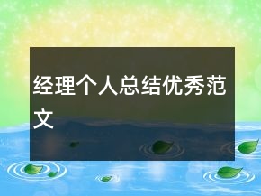 經(jīng)理個人總結(jié)優(yōu)秀范文