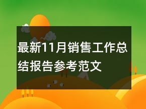 最新11月銷售工作總結(jié)報(bào)告參考范文