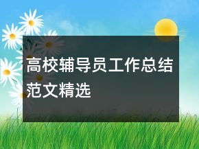 高校輔導(dǎo)員工作總結(jié)范文精選