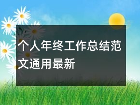 個人年終工作總結(jié)范文通用最新