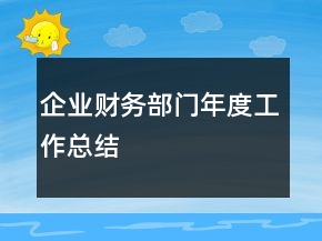 企業(yè)財(cái)務(wù)部門年度工作總結(jié)
