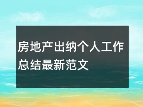 房地產(chǎn)出納個(gè)人工作總結(jié)最新范文