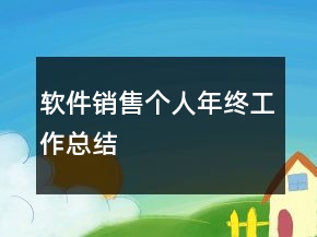 軟件銷(xiāo)售個(gè)人年終工作總結(jié)