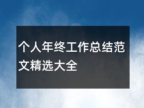 個(gè)人年終工作總結(jié)范文精選大全