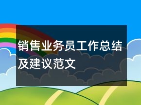 銷售業(yè)務(wù)員工作總結(jié)及建議范文