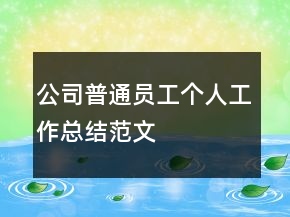 公司普通員工個(gè)人工作總結(jié)范文