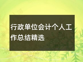 行政單位會計個人工作總結(jié)精選
