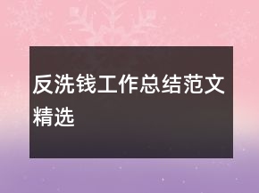 反洗錢工作總結(jié)范文精選