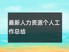 最新人力資源個(gè)人工作總結(jié)