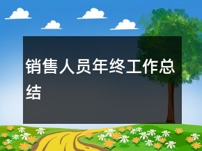 銷售人員年終工作總結(jié)