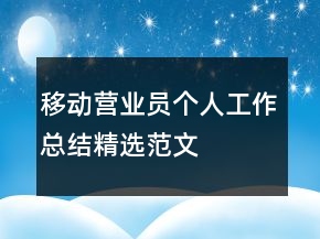 移動營業(yè)員個人工作總結(jié)精選范文