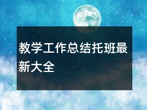 教學(xué)工作總結(jié)托班最新大全