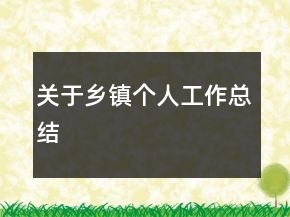關(guān)于鄉(xiāng)鎮(zhèn)個(gè)人工作總結(jié)