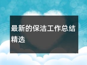 最新的保潔工作總結精選