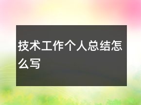 技術(shù)工作個(gè)人總結(jié)怎么寫(xiě)