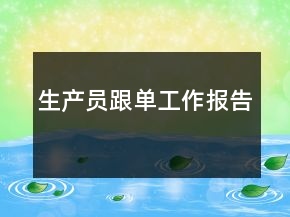 生產(chǎn)員跟單工作報告