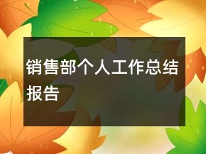 銷售部個(gè)人工作總結(jié)報(bào)告