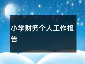 小學(xué)財(cái)務(wù)個(gè)人工作報(bào)告
