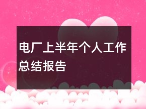 電廠上半年個人工作總結(jié)報(bào)告