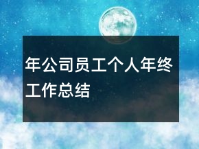 年公司員工個人年終工作總結