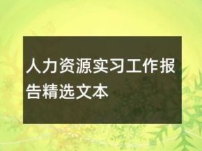 人力資源實習工作報告精選文本