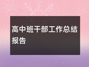 高中班干部工作總結報告
