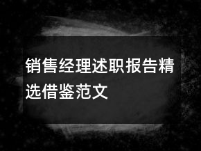 銷(xiāo)售經(jīng)理述職報(bào)告精選借鑒范文