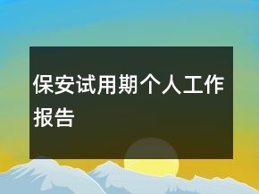 保安試用期個人工作報告