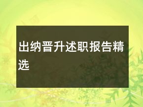 出納晉升述職報告精選