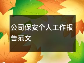 公司保安個(gè)人工作報(bào)告范文
