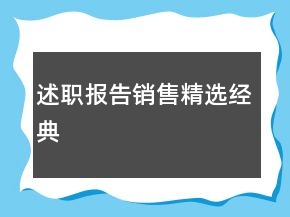 述職報(bào)告銷(xiāo)售精選經(jīng)典