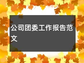 公司團委工作報告范文