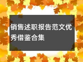 銷售述職報(bào)告范文優(yōu)秀借鑒合集