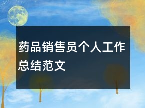 藥品銷售員個人工作總結(jié)范文