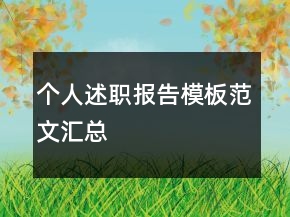 個(gè)人述職報(bào)告模板范文匯總