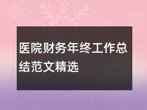 醫(yī)院財(cái)務(wù)年終工作總結(jié)范文精選