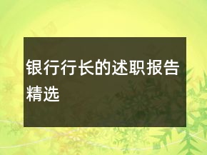 銀行行長的述職報告精選