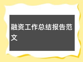 融資工作總結(jié)報(bào)告范文