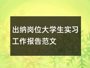 出納崗位大學(xué)生實(shí)習(xí)工作報(bào)告范文