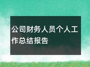 公司財(cái)務(wù)人員個(gè)人工作總結(jié)報(bào)告