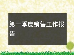 第一季度銷售工作報(bào)告