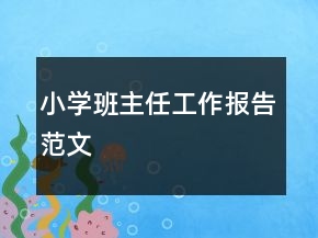 小學(xué)班主任工作報告范文