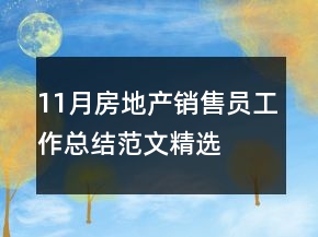 11月房地產(chǎn)銷售員工作總結(jié)范文精選